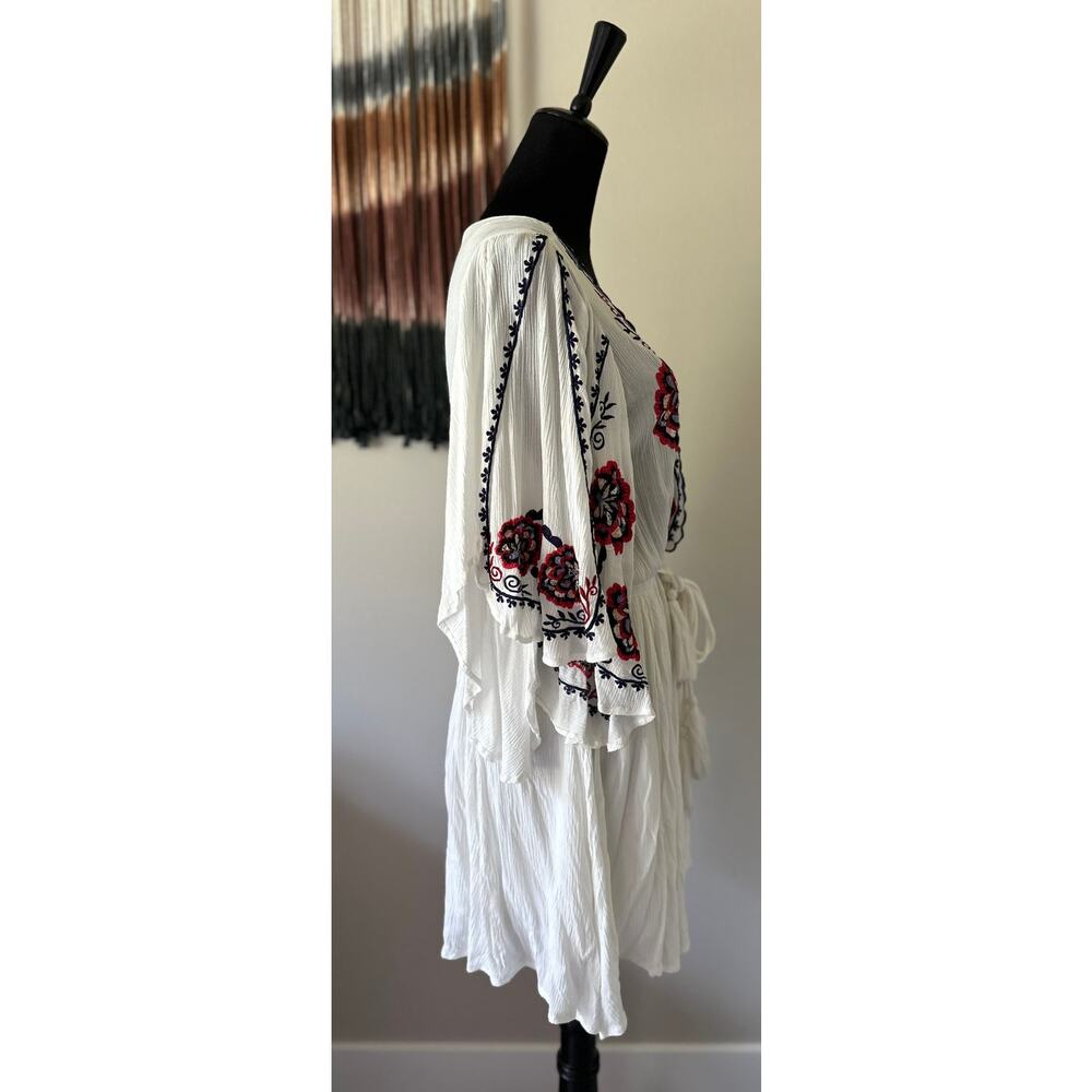 FREE PEOPLE Cora Embroidered Floral Cotton Gauze Mini Dress Size M - Picture 3 of 6